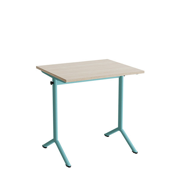 Tranås Skolmöbler Bord Atlas 1130, 700x600mm, eg højtrykslaminat, turkis stel – Elevborde