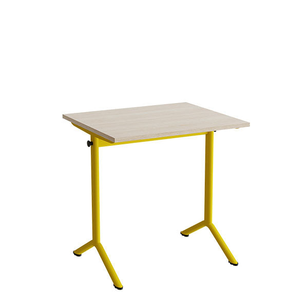 Tranås Skolmöbler Bord Atlas 1130, 700x600mm, eg højtrykslaminat, gult stel – Elevborde