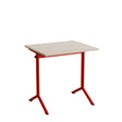 Tranås Skolmöbler Bord Atlas 1130, 700x600mm, eg højtrykslaminat, rødt stel – Elevborde
