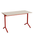 Tranås Skolmöbler Bord Atlas 1130, 1200x600mm, eg højtrykslaminat, rødt stel – Elevborde
