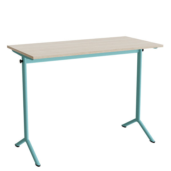 Tranås Skolmöbler Bord Atlas 1130, 1200x600mm, eg højtrykslaminat, turkis stel – Elevborde