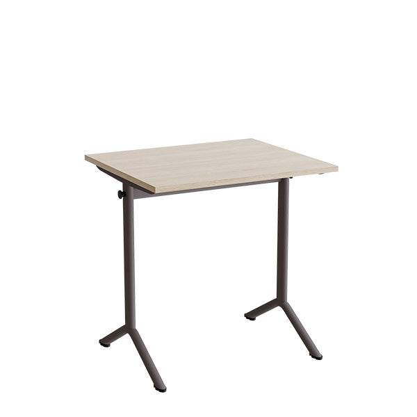 Tranås Skolmöbler Bord Atlas 1130, 700x600mm, lyddæmpende eg højtrykslaminat, gråt stel – Elevborde