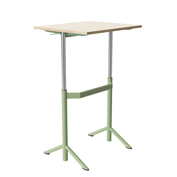 Hæve-sænkbord elevborde Atlas 1132, 700x600 mm, hvidpigmenteret egelaminat, grønt stel – image 2