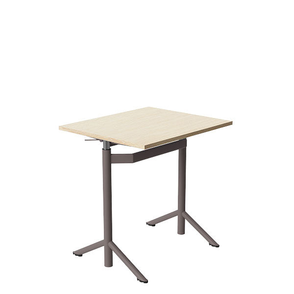 Tranås Skolmöbler Elevbord Atlas 1132, 700x600mm, lyddæmpende eg højtrykslaminat, gråt stel – Elevborde (billede 1)