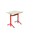 Tranås Skolmöbler Elevbord Atlas 1132, 700x600mm, lyddæmpende eg højtrykslaminat, rødt stel – Elevborde (billede 1)