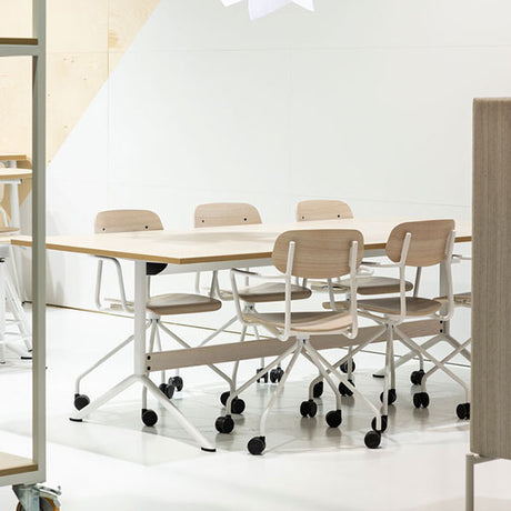 Bord Atlas 1134, 2200x1000mm, højde 720, eg højtrykslaminat, hvidt stel – image 2