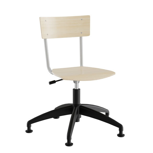 Stol Strong 113, birk laminat med alugråt stel og glidesko – image 1