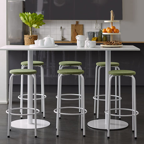 Taburet Bertil 117, massiv birk, hvidt stel – image 1