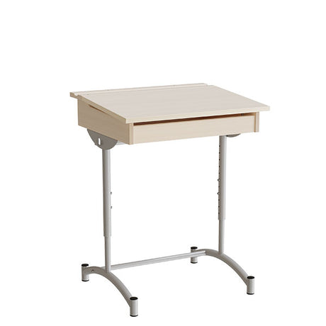 Elevbord, stilbar 128, birk laminat, alugråt stel – image 2