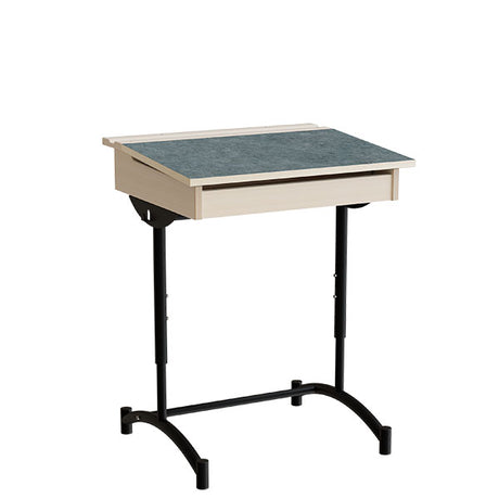 Elevbord, stilbar 128, mørkgrå linoleum, sort stel – image 2