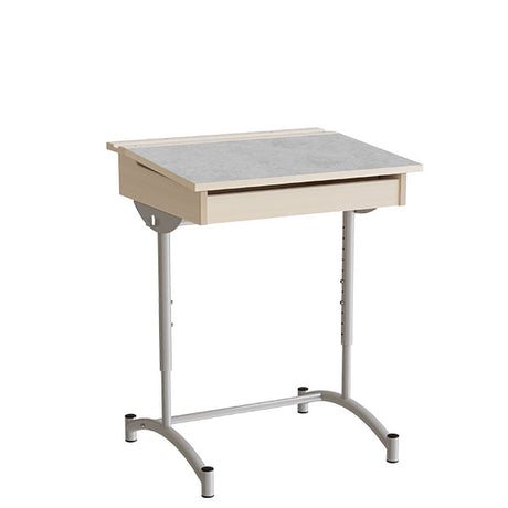 Elevbord, stilbar 128, lysgrå linoleum, alugråt stel – image 2