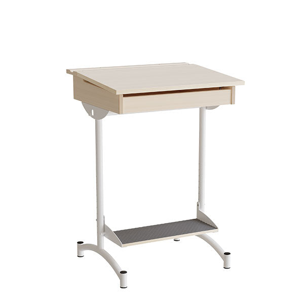 Elevbord 129, birk laminat, hvidt stel – image 1