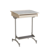 Elevbord 129, lysgrå linoleum, alugråt stel – image 2