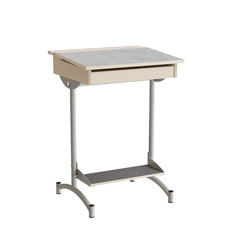 Elevbord 129, lysgrå linoleum, alugråt stel – image 2
