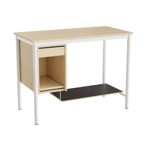 Sybord 133, 1200x600 mm H900 mm, birk laminat, hvid stel