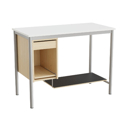 Tranås Skolmöbler Sybord 133, 1200x600 mm H900 mm, hvid laminat, alugråt stel – Andet