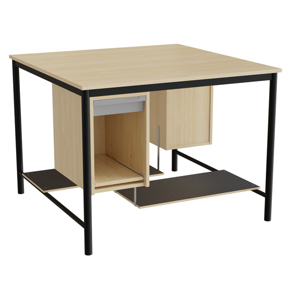 Sybord 134, 1200x1200 mm H900 mm, birk laminat, sort stel