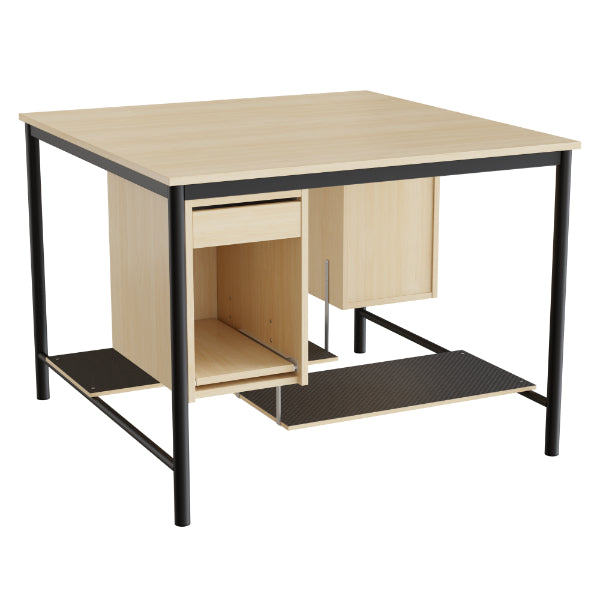 Tranås Skolmöbler Sybord 134, 1200x1200 mm H900 mm, birk laminat, sort stel – Andet
