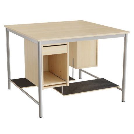 Tranås Skolmöbler Sybord 134, 1200x1200 mm H900 mm, birk laminat, alugråt stel – Andet