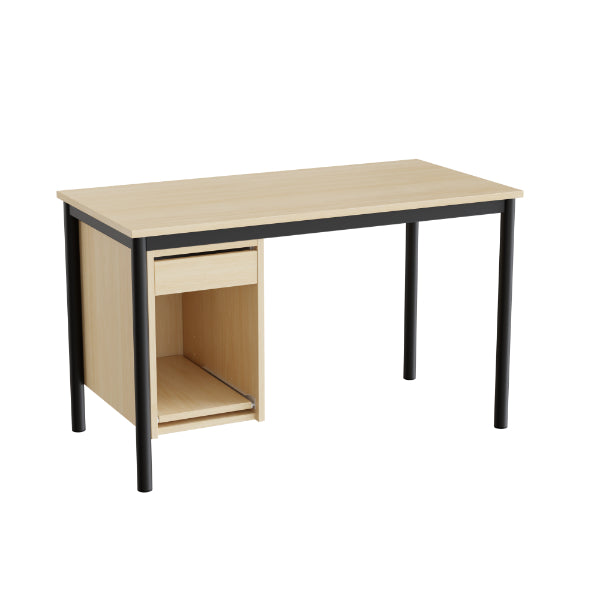 Sybord 135, 1200x600 mm H720 mm, birk laminat, sort stel