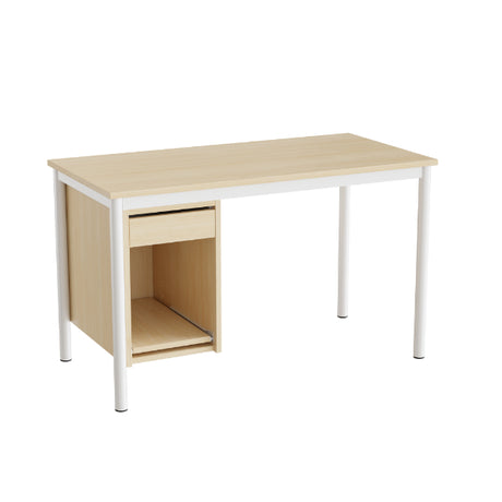 Sybord 135, 1200x600 mm H720 mm, birk laminat, hvid stel