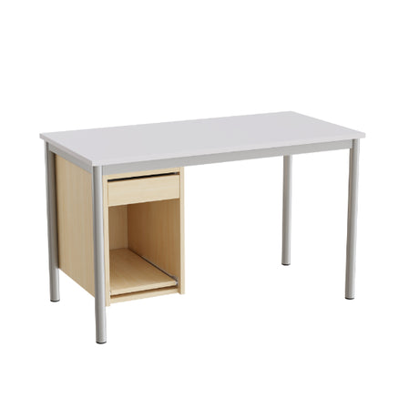 Tranås Skolmöbler Sybord 135, 1200x600 mm H720 mm, grå laminat, alugråt stel – Andet