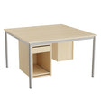 Tranås Skolmöbler Sybord 136, 1200x1200 mm H720 mm, birk laminat, alugråt stel – Andet