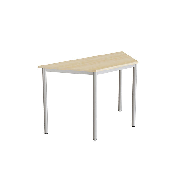 Tranås Skolmöbler Bord Combi 195, trapezformet, 1200/600x520 mm Højde 720 med birk laminat, alu stel – Elevborde