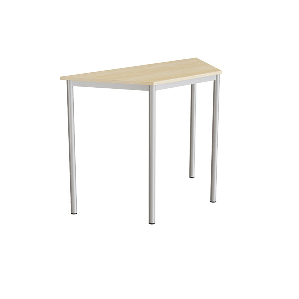 Tranås Skolmöbler Bord Combi 195, trapezformet, 1200/600x520 mm Højde 900 med birk laminat, alu stel – Elevborde