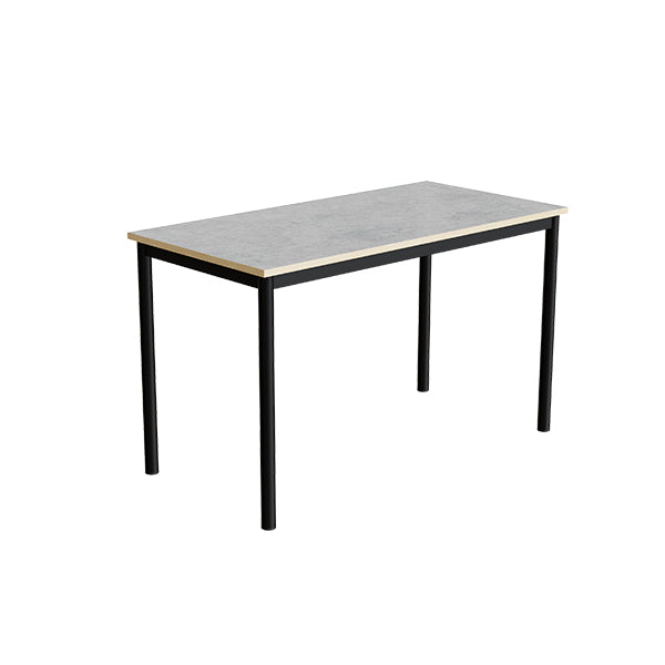 Tranås Skolmöbler Bord Combi 200, 1200x600 mm Højde 720 mm Lys grå linoleum på sort understel – Elevborde