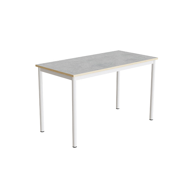 Tranås Skolmöbler Bord Combi 200, 1200x600 mm Højde 720 mm Lys grå linoleum på hvidt understel – Elevborde