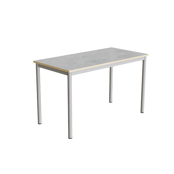 Tranås Skolmöbler Bord Combi 200, 1200x600 mm Højde 720 mm Lys grå linoleum på alugråt understel – Elevborde