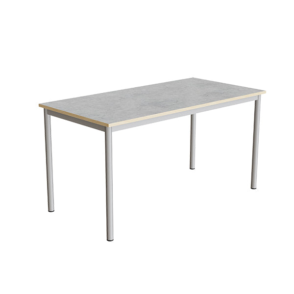 Tranås Skolmöbler Bord Combi 200, 1400x700 mm Højde 720 mm Lys grå linoleum på alugråt understel – Elevborde