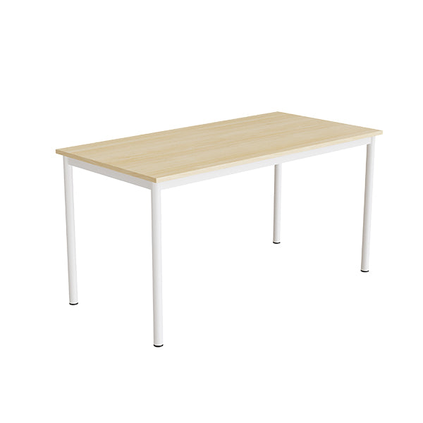 Tranås Skolmöbler Bord Combi 200, 1400x700 mm Højde 720 mm Lyddæmpende birk laminat på hvidt understel – Elevborde