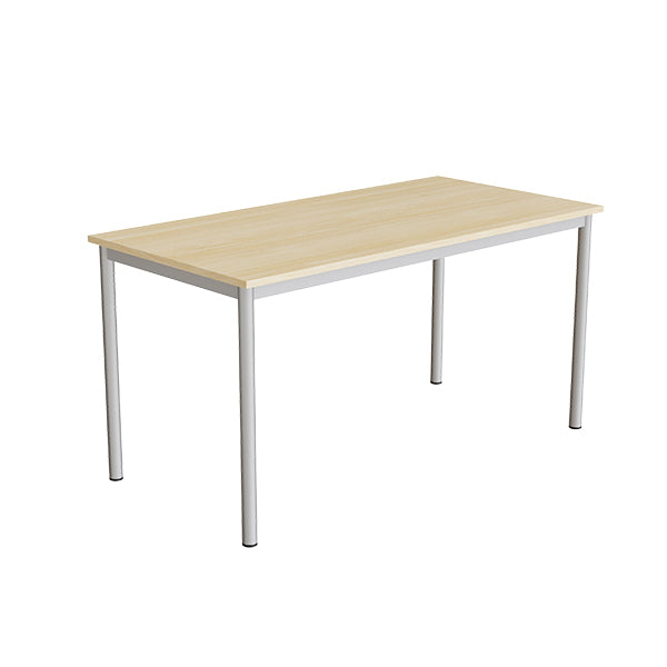 Tranås Skolmöbler Bord Combi 200, 1400x700 mm Højde 720 mm Lyddæmpende birk laminat på alugråt understel – Elevborde