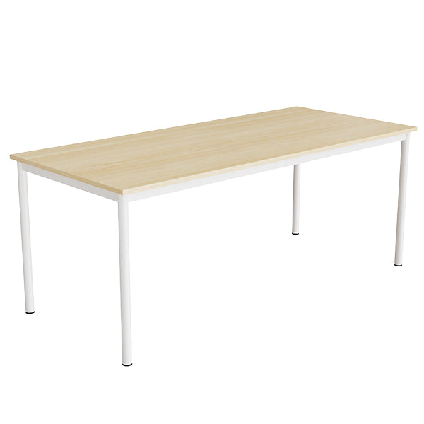 Bord Combi 200, 1800x800 mm Højde 720 mm Lyddæmpende birk laminat på hvidt stel – image 1