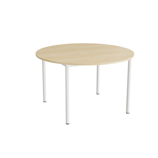 Bord Combi 206, Ø1200 mm, højde 720 mm, lydabsorberende birkelaminat på hvidt stel