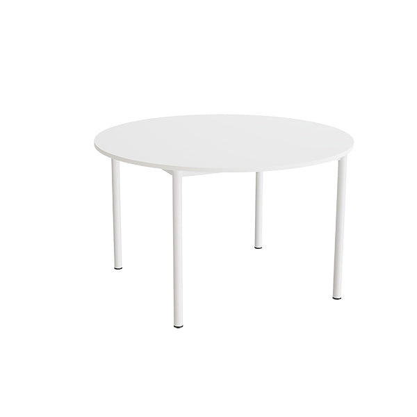 Bord Combi 206, Ø1200 mm, højde 720 mm, lydabsorberende hvid laminat på hvidt stel