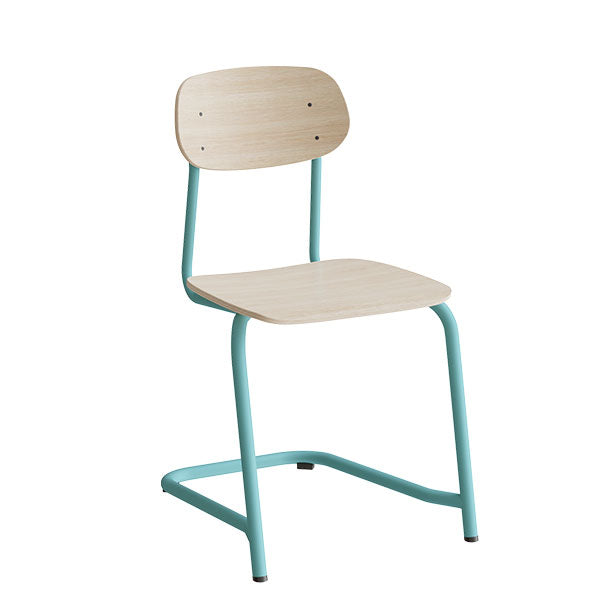 Stol Atlas, fritsving 2116, hvidpigmenteret egelaminat, turkis stel