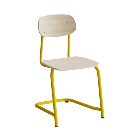 Stol Atlas, fritsving 2116, hvidpigmenteret egelaminat, gult stel