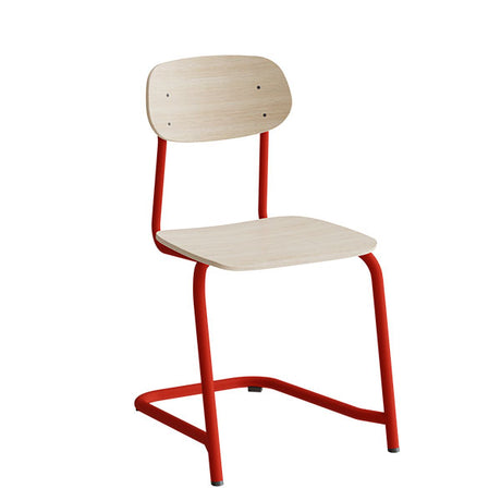 Stol Atlas, fritsving 2116, hvidpigmenteret egelaminat, rødt stel