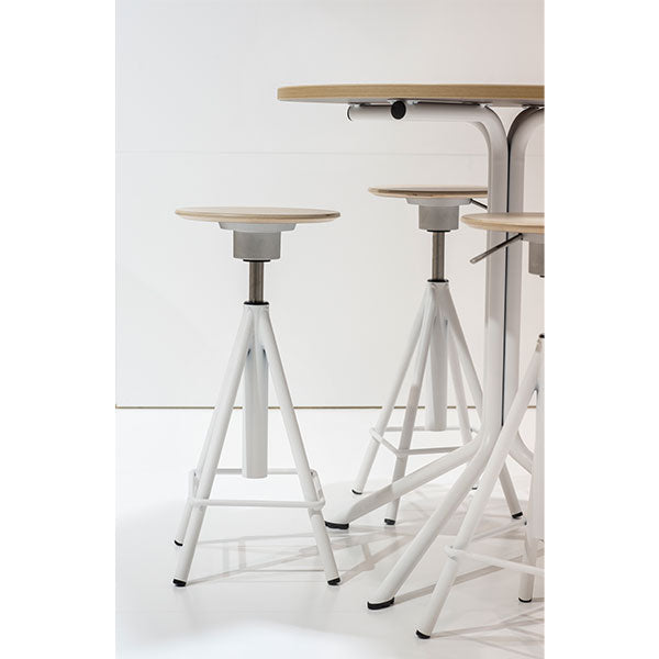 Taburet Atlas 2117, hvidpigm. egelaminat, hvidt stel Vip H: 600-720 mm – image 2