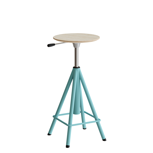 Taburet Atlas 2117, hvidpigmenteret egelaminat, turkis stel H: 600-720 mm – image 1