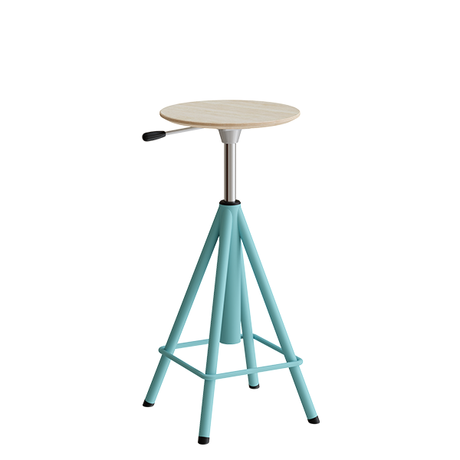 Taburet Atlas 2117, hvidpigmenteret egelaminat, turkis stel H: 600-720 mm