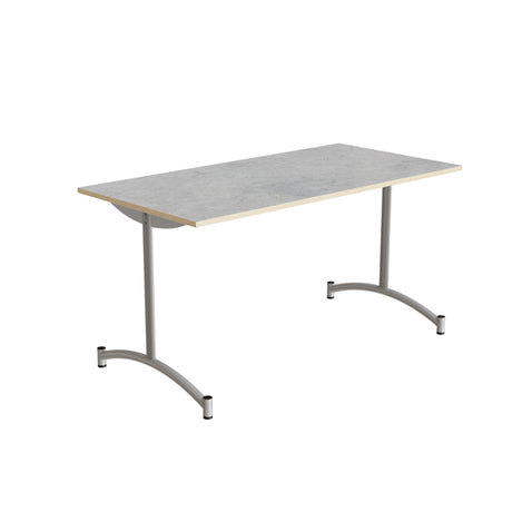 Tranås Skolmöbler Bord Zeb 231, 1400x700 mm Højde 720 mm, Lys grå linoleum, Alu stel – Kantineborde