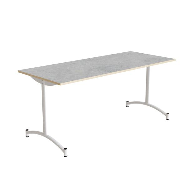 Tranås Skolmöbler Bord Zeb 231, 1650x700 mm Højde 720 mm, Lys grå linoleum, Hvidt stel – Kantineborde
