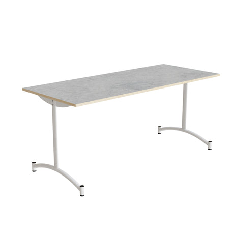 Bord Zeb 231, 1650x700 mm Højde 720 mm, Lys grå linoleum, Hvidt stel