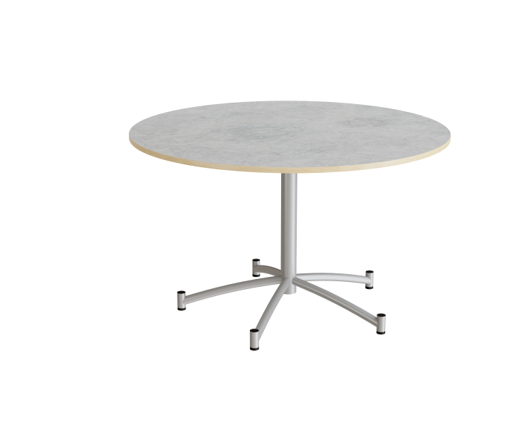 Rundt bord Zam Ø1200 mm, lysegrå linoleum på alugråt stel