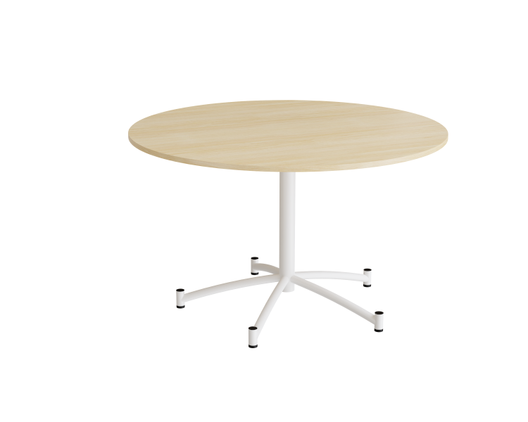 Rundt bord Zam Ø1200 mm, lyddæmpende birk laminat på hvidt stel