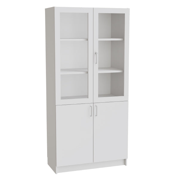 Materialskab Mora 2100x1000x470mm, Lysegrå m/glas/hel